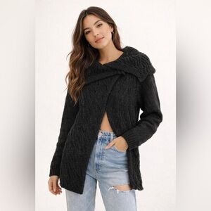 Tentazioni Charcoal Gray Merino Wool Blend Cardigan‎ Sz. M